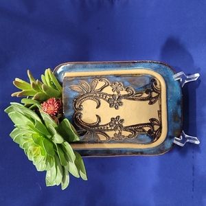 Handmade Hanging Ceramic Wall Pocket - Blue